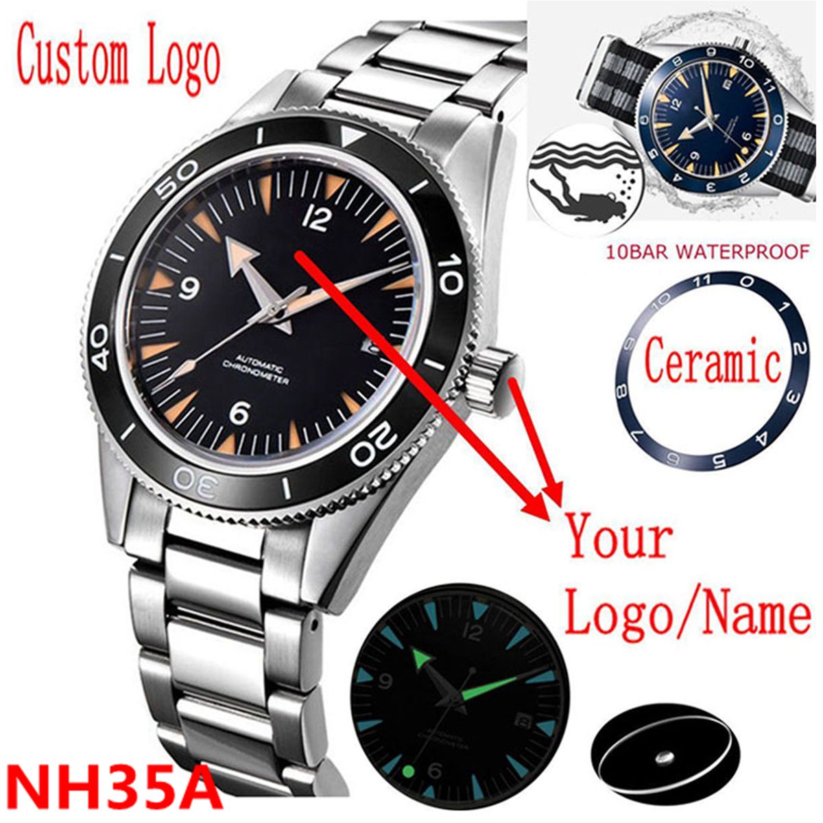 Seiko Watch Prospex - Часы с механизмом NH35 с индивидуальным