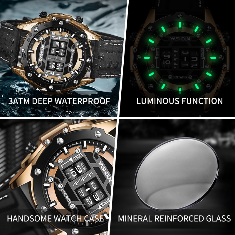 Креативные цифровые кварцевые  – обзор и цена Leather Watch Band Men