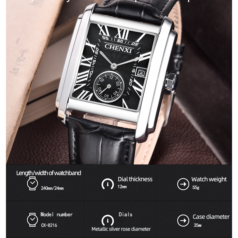 CHENXI 8216, модные классическ – обзор и цена Leather Watch Band Men